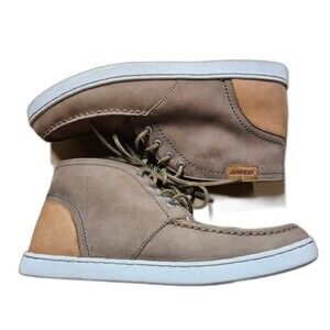 Sebago Ryde Chukka Dark Taupe & Tan Leather Casual Lace Up Ankle Boots